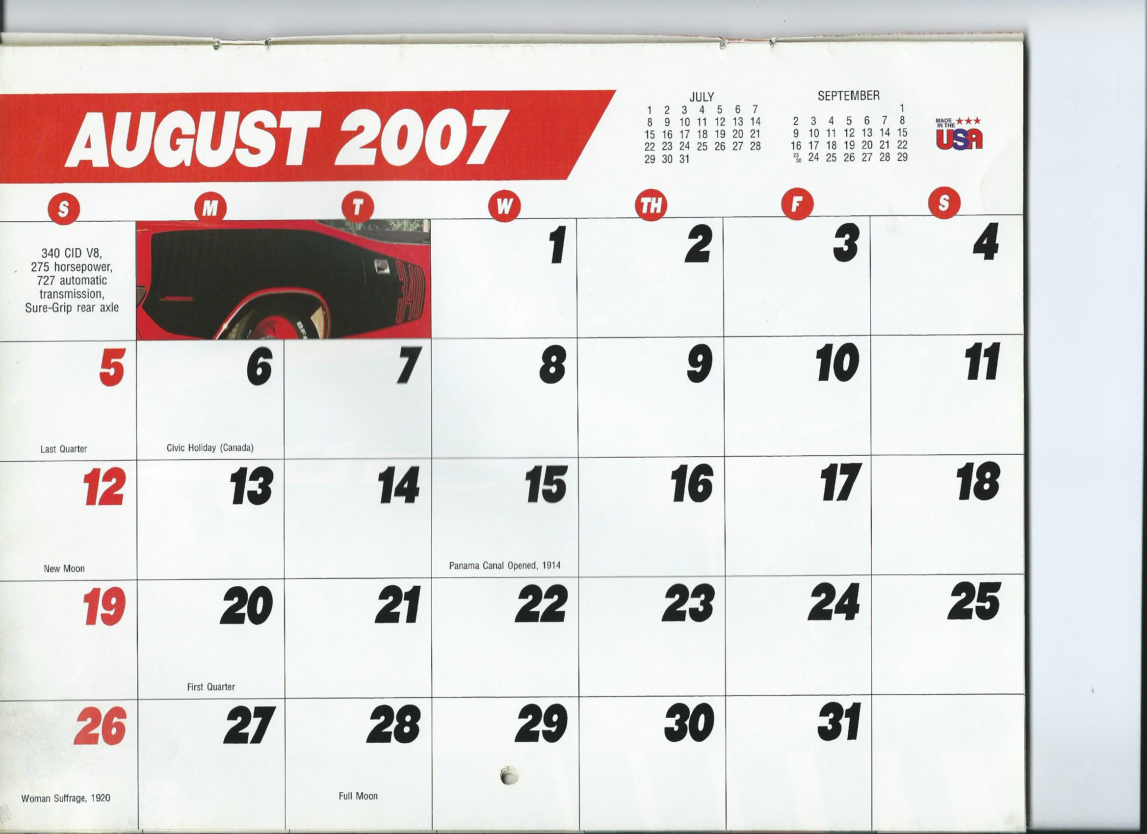 hobbydb 2007 calendar august