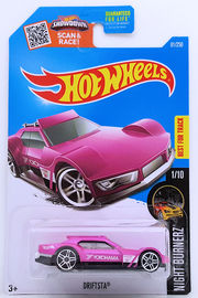 Driftsta | Model Cars | HW 2016 - Collector #81/250 - Night Burnerz 1/10 - Driftsta - Hot Pink - USA Card