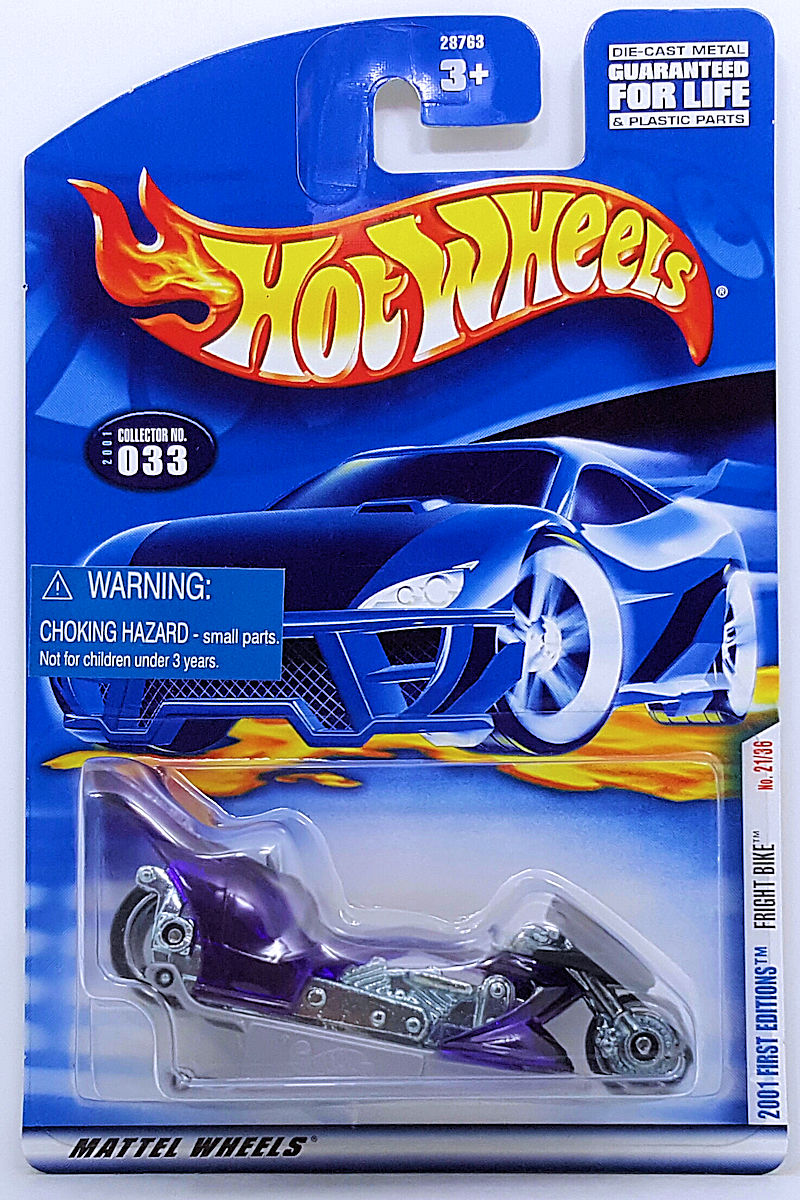 Purple Hot Wheels 2001 First Edition FRIGHT BIKE NHRA Drag Bike #033
