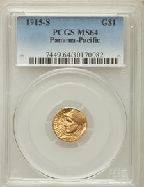 1915 US Gold $1 Commemorative Panama Pacific Exposition | Coins and Currency
