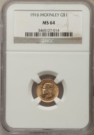 1916 US Gold $1 Commemorative McKinley Memorial | Coins and Currency
