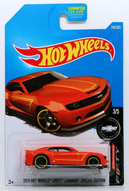 2013 Hot Wheels Chevy Camaro Special Edition | Model Cars | HW 2017 - Collector # 246/365 - Camaro Fifty 3/5 - 2013 Hot Wheels Chevy Camaro Special Edition - Orange - USA Card