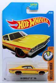 '69 Chevelle SS 396 | Model Cars | HW 2017 - Collector # 263/365 - Muscle Mania 3/10 - '69 Chevelle SS 396 - Yellow - USA Card