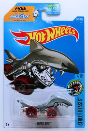 Shark Bite | Model Cars | HW 2017 - Collector # 243/365 - Street Beasts 4/10 - Shark Bite - Metallic Gray - USA Card