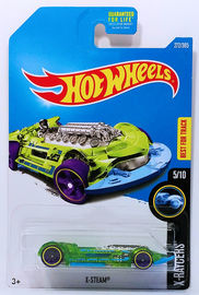 X-Steam | Model Cars | HW 2017 - Collector # 272/365 - X-Raycers 5/10 - X-Steam - Transparent Green - USA Card