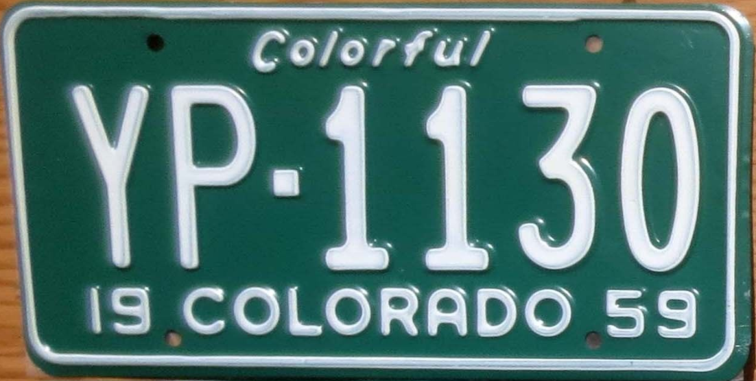 1959 Colorado Passenger License Plate License Plates hobbyDB