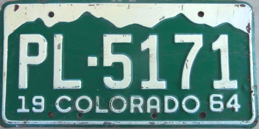 1964 Colorado Passenger License Plate License Plates hobbyDB