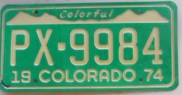 1974 Colorado Passenger License Plate | License Plates