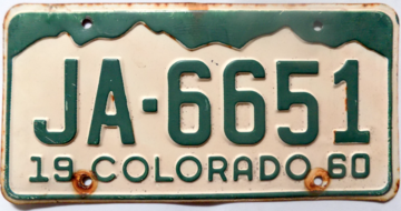 1960 Colorado Passenger License Plate | License Plates