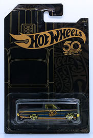 '65 Ford Ranchero | Model Trucks | HW 2018 - 50th Anniversary Black & Gold Collection 6/6 - '65 Ford Ranchero - Matte Black - Gold PR5s