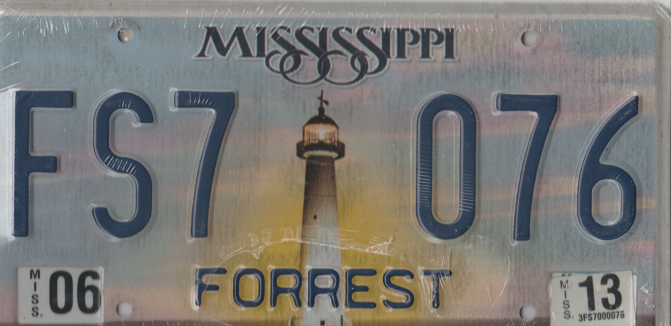 Mississippi State License Plate FS7 076 License Plates hobbyDB
