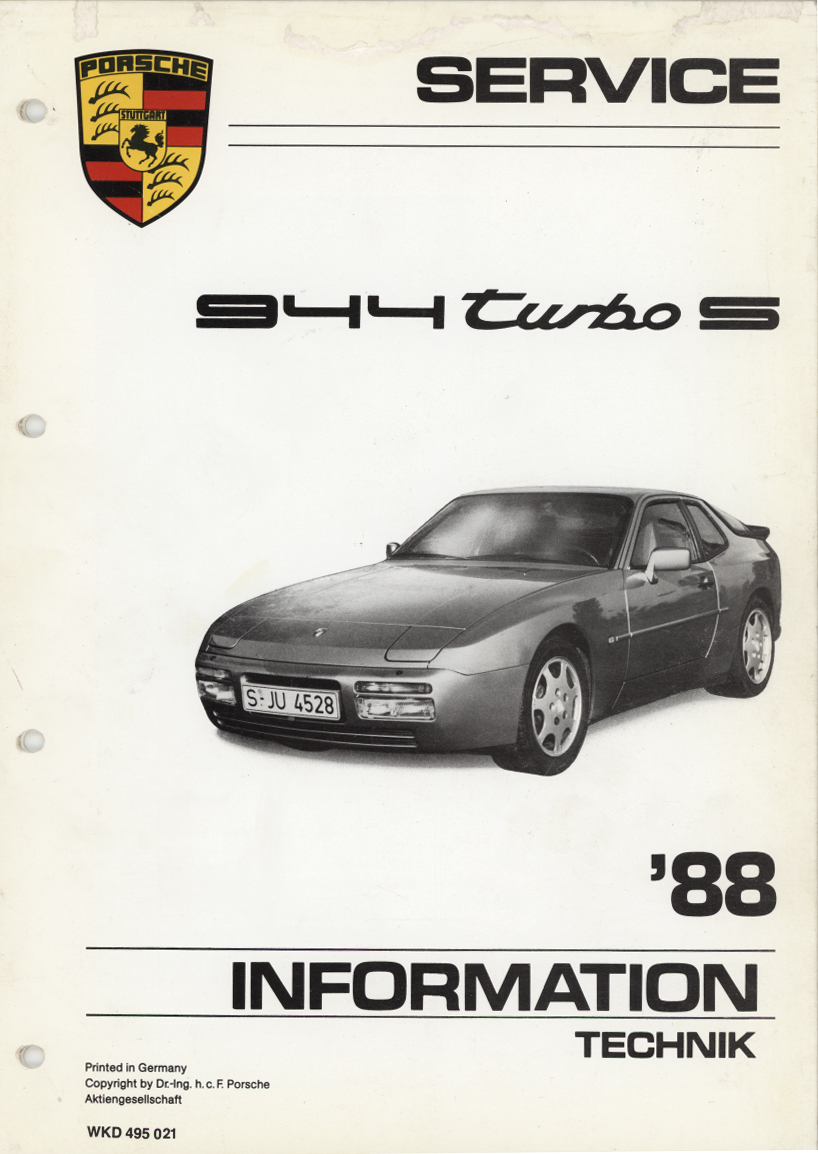 Porsche 944 Turbo S Service Information '88 | Manuals and Instructions |  hobbyDB