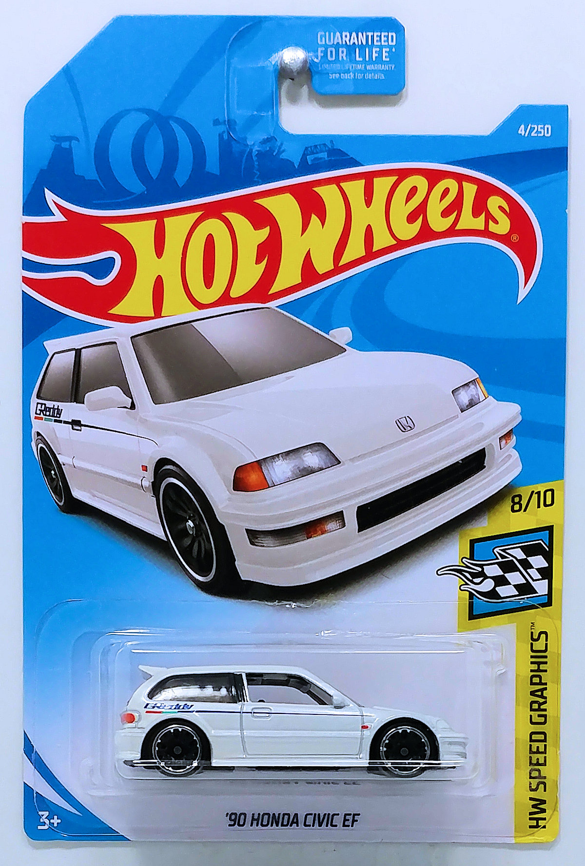 Hot Wheels Speed Graphics 1990 Honda Civic EF White Diecast Scale 1:64