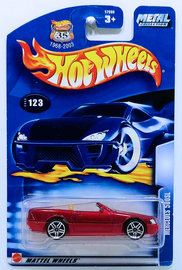Mercedes 500SL | Model Cars | HW 2003 - Collector # 123/220 - Mercedes 500SL - Metallic Red - USA '1968-2003 Anniversary' Card