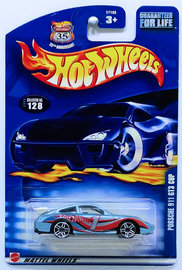 Porsche 911 GT3 Cup | Model Cars | HW 2003 - Collector # 128/220 - Porsche 911 GT3 Cup - Metallic Light Blue - USA '35th Anniversary' Card