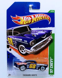 '57 Chevy | Model Cars | HW 2011 - Collector # 052 - Treasure Hunts 2/15 - '57 Chevy - Blue - USA Card