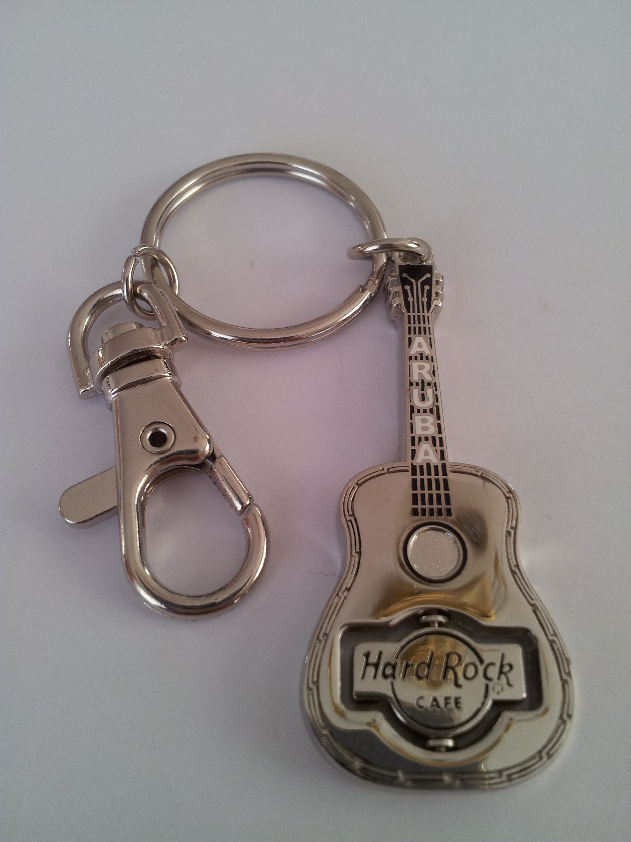 Silver spinning guitar Keychains hobbyDB