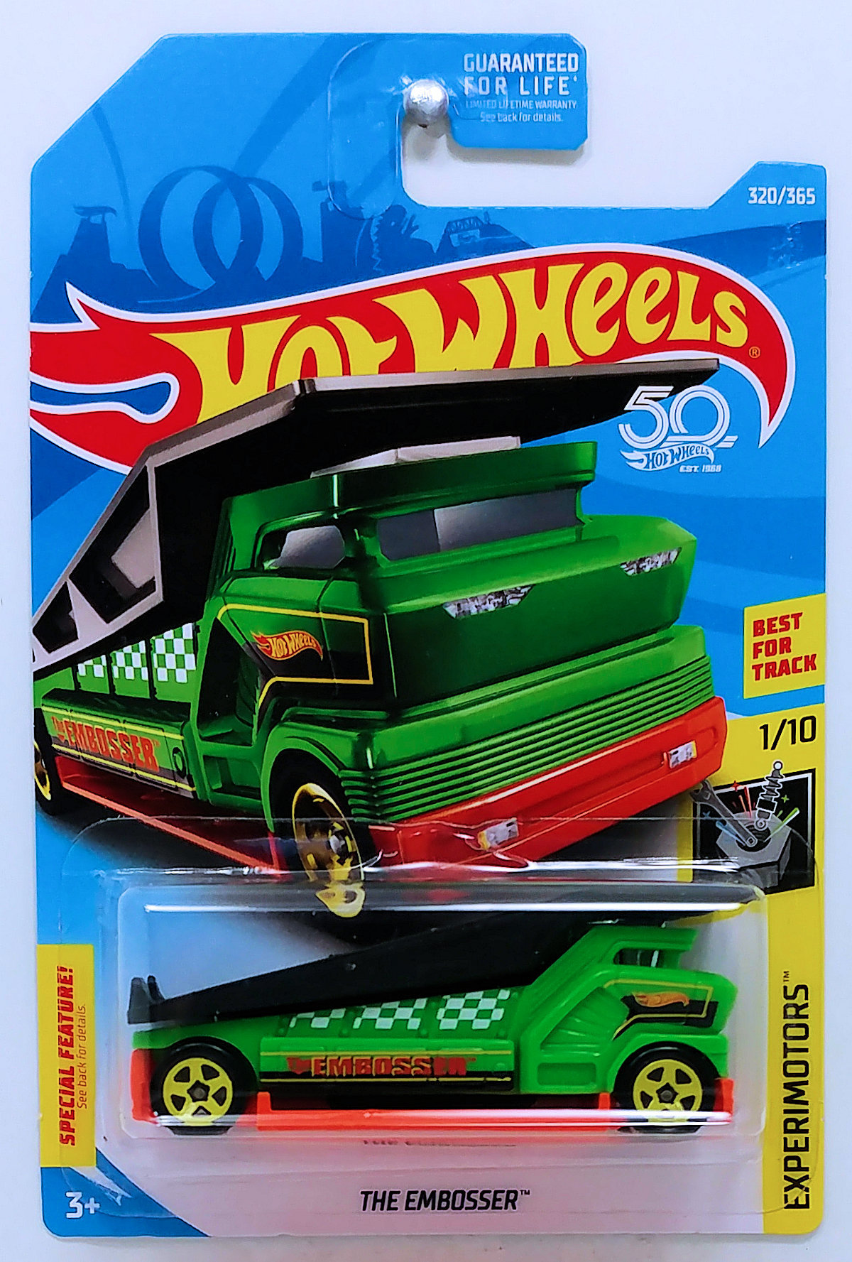 Hot Wheels 2018 #075//365 THE EMBOSSER blue and yellow Experimotors