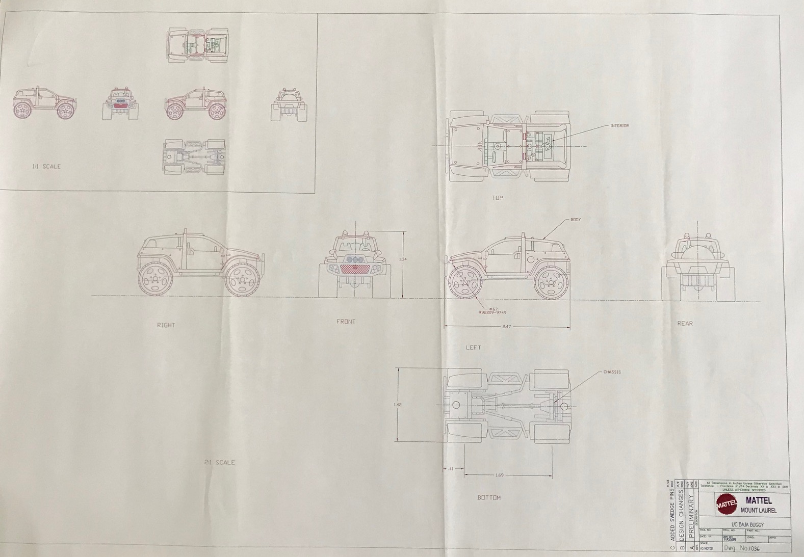 Matchbox L C Baja Buggy Preliminary Drawing Hobbydb