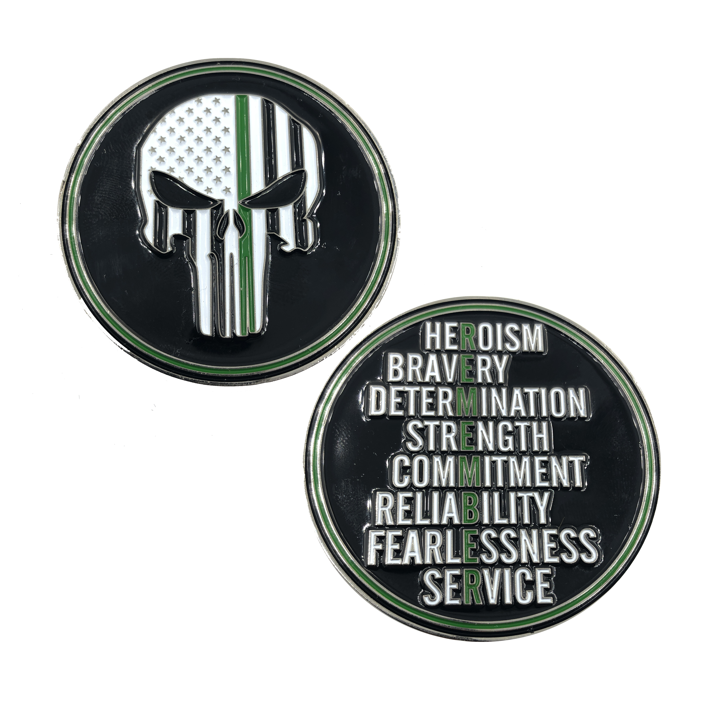Sheriff Army Thin Green Line Punisher Remember Challenge Coin Border Patrol