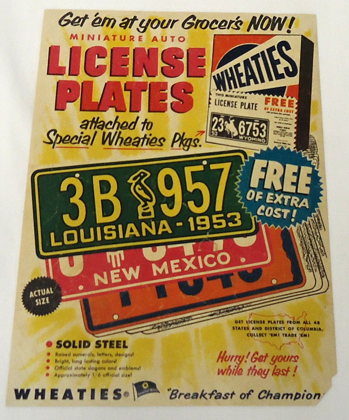 Wheaties License Plates hobbyDB